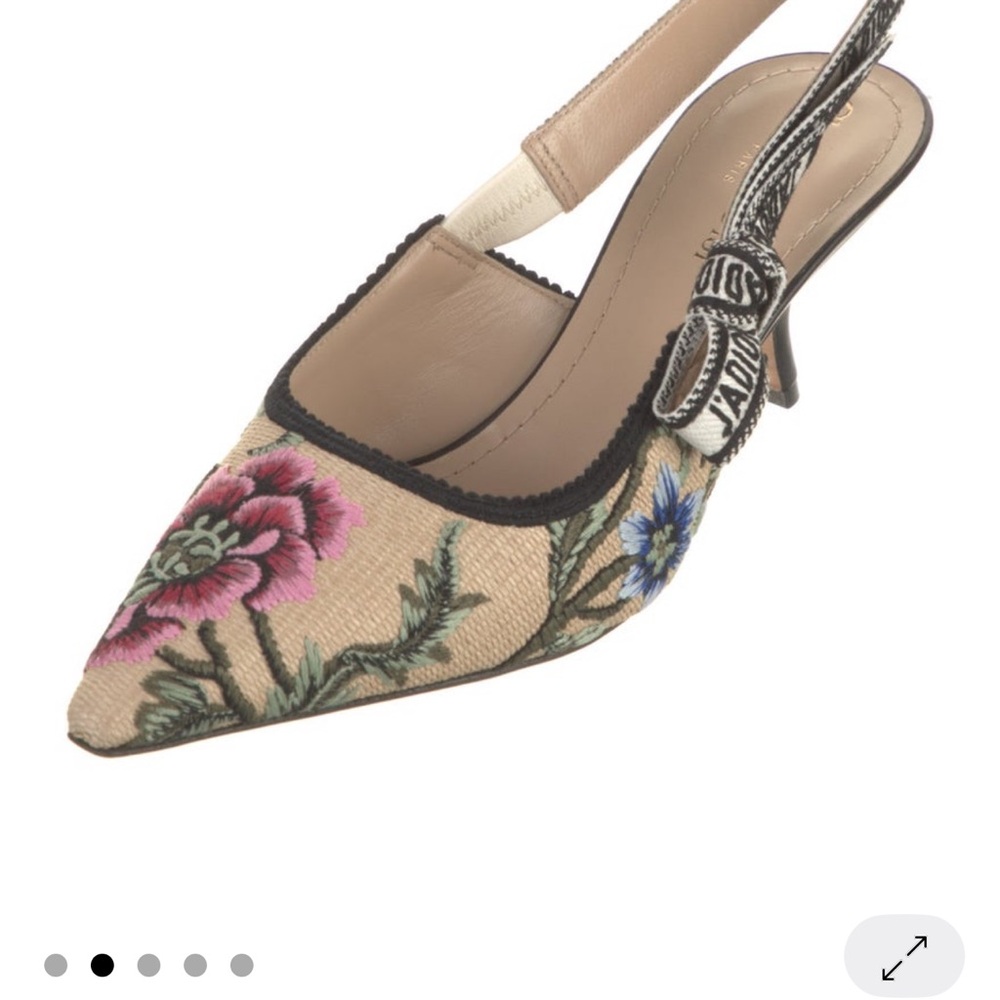 Dior Beige Floral Slingback Heels - Picture 2 of 5